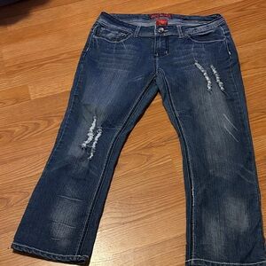 Red Rivet Blue Ankle Cropped Jeans